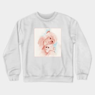 Little Monkey and Mom Watercolor Painting Crewneck Sweatshirt